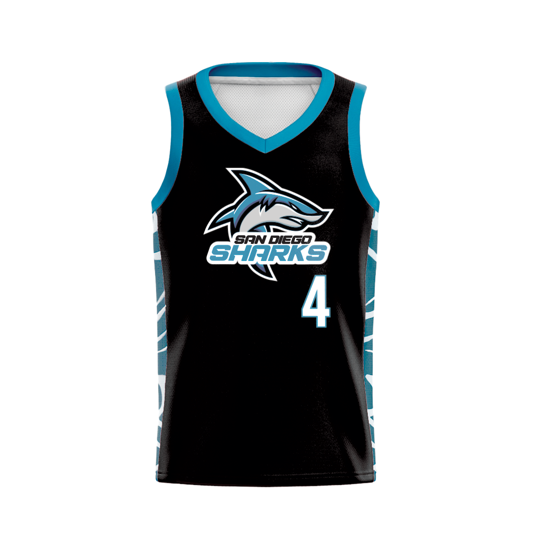 San Diego Sharks Basketball Jersey - Black