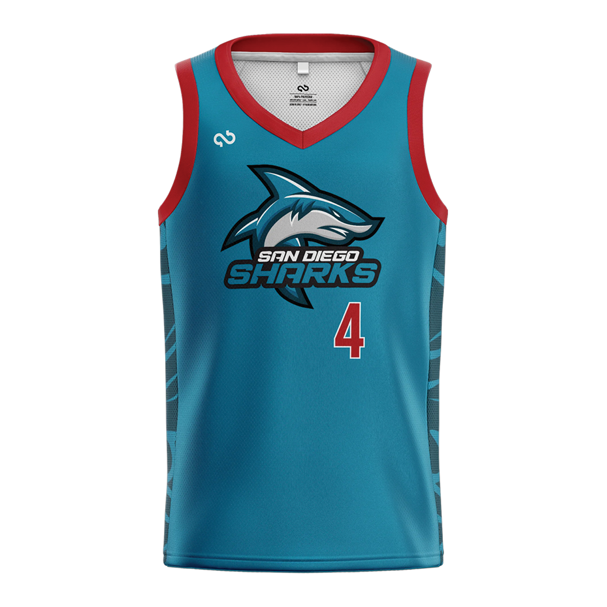 San Diego Sharks Basketball Jersey Blue Front